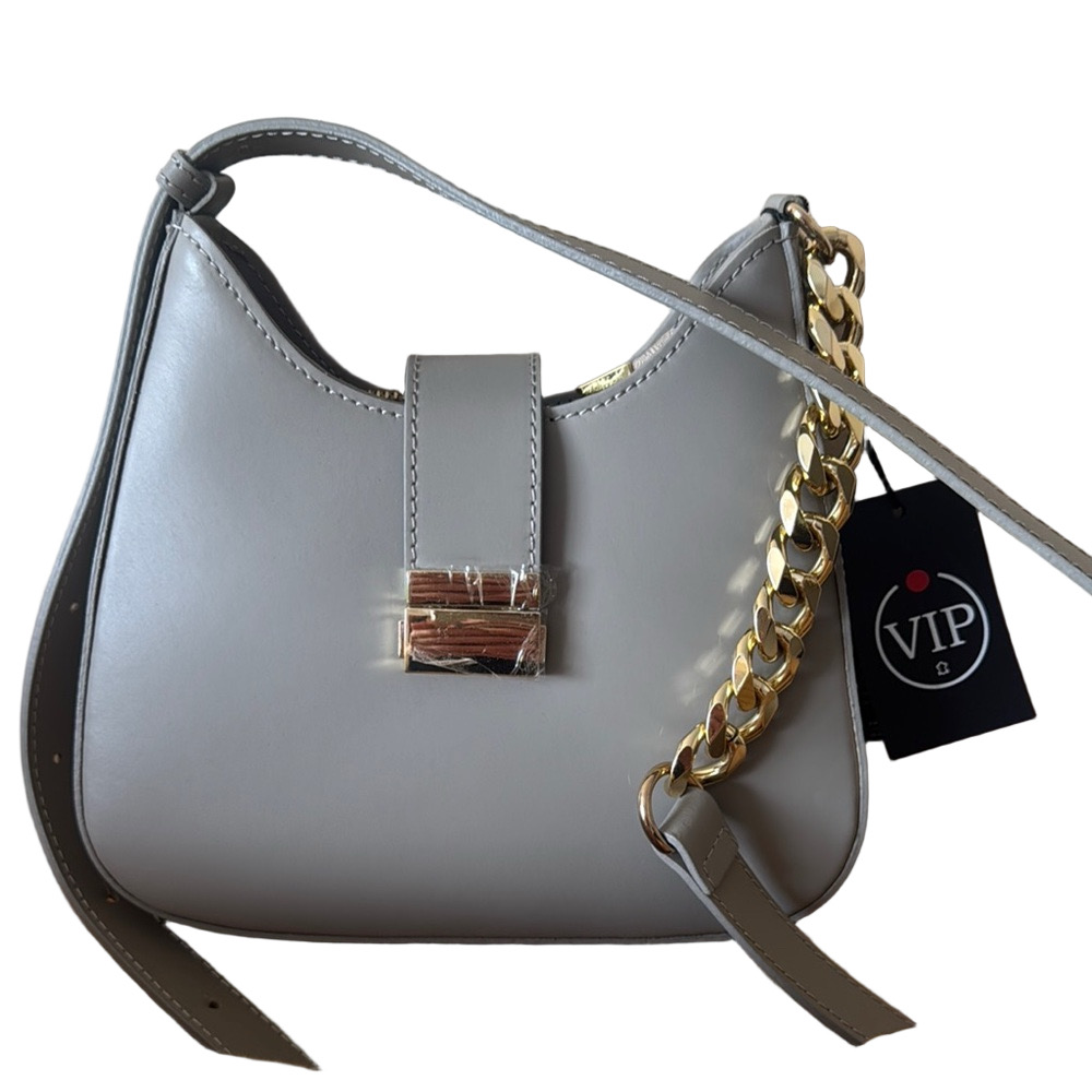 VIP Elegant Gray leather Italian Shoulder Bag